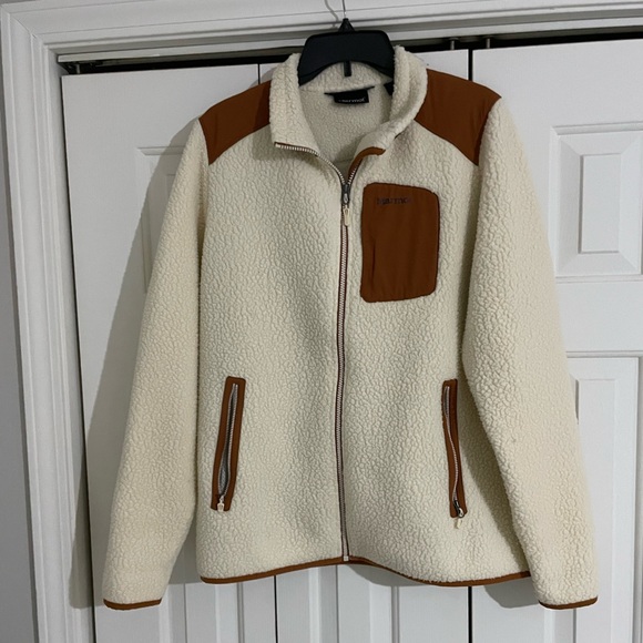 Marmot Polartec  White and Tan Fleece Jacket Sz XL EUC - Picture 7 of 14